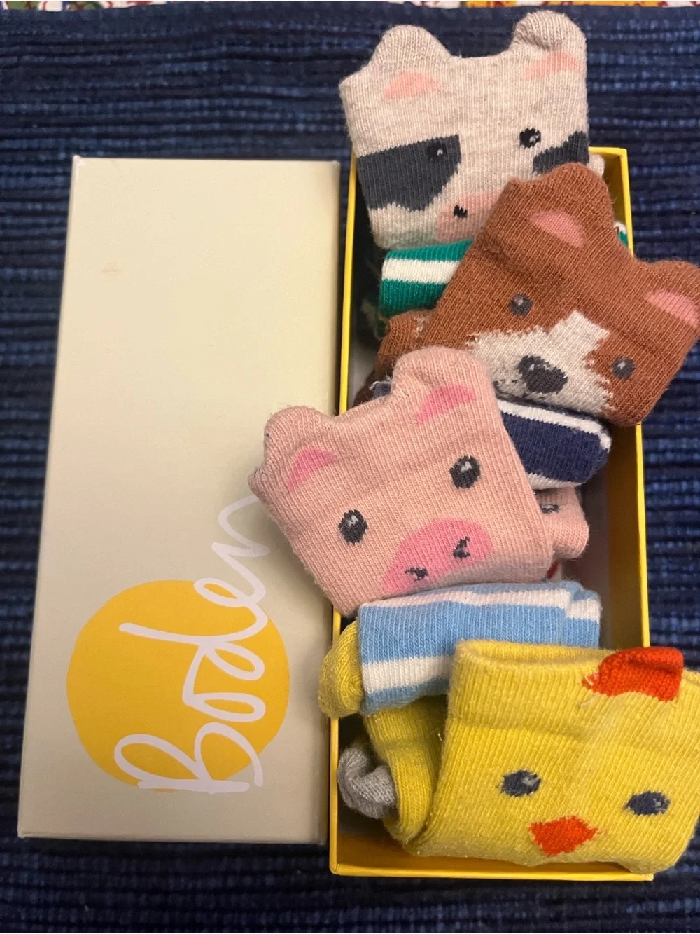 Baby Boden Farm Animals Socks Box Set of 7 pairs